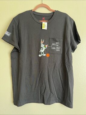 Champion Black Graphic Bugs Bunny Pocket Tee with Orange Accent March Madness